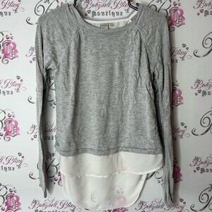 Twik Light Gray Sweater with White Trim 2 tone dual slit on back